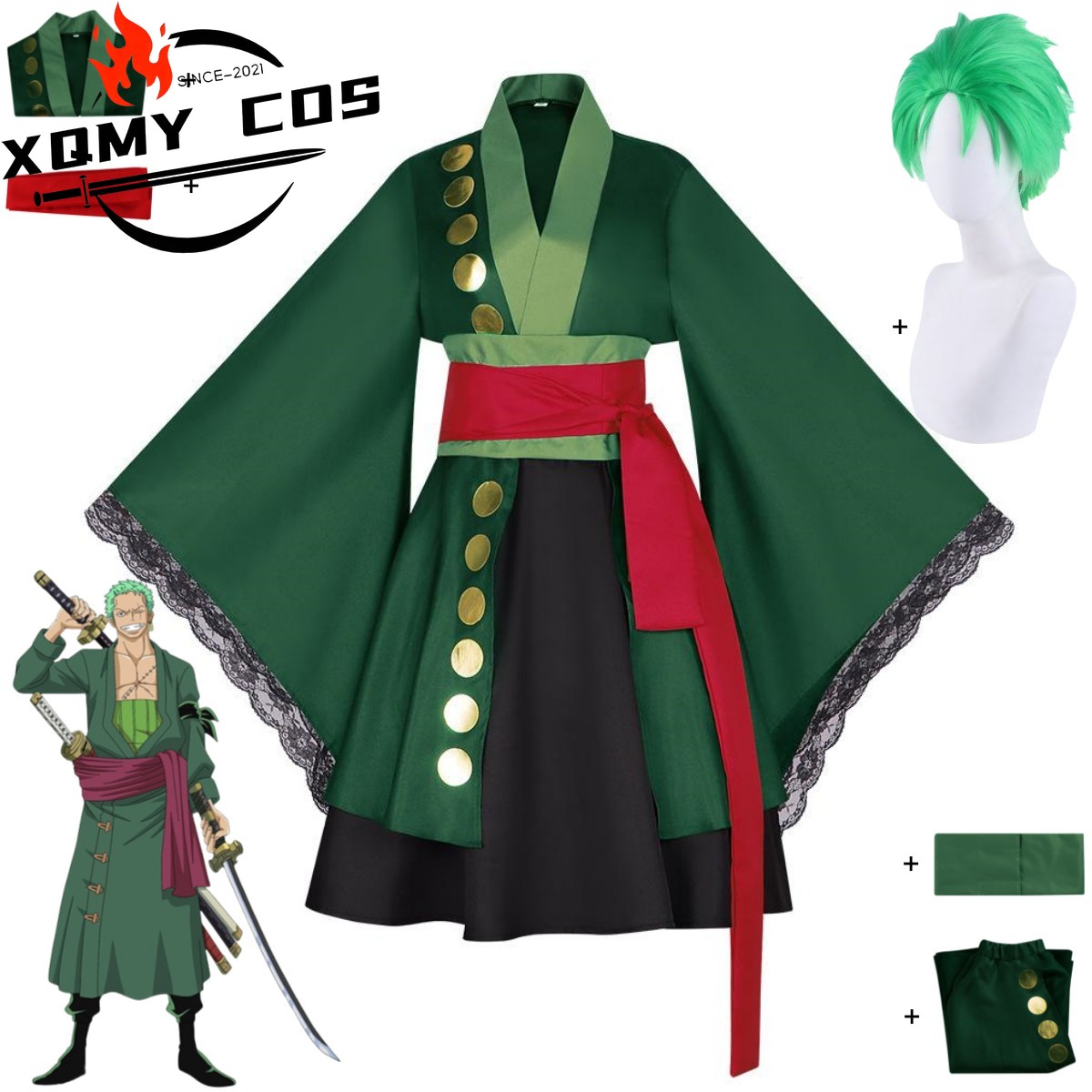 Anime Zoro Cosplay Female - XqAnime رورونوا زورو تأثيري حلي وانو