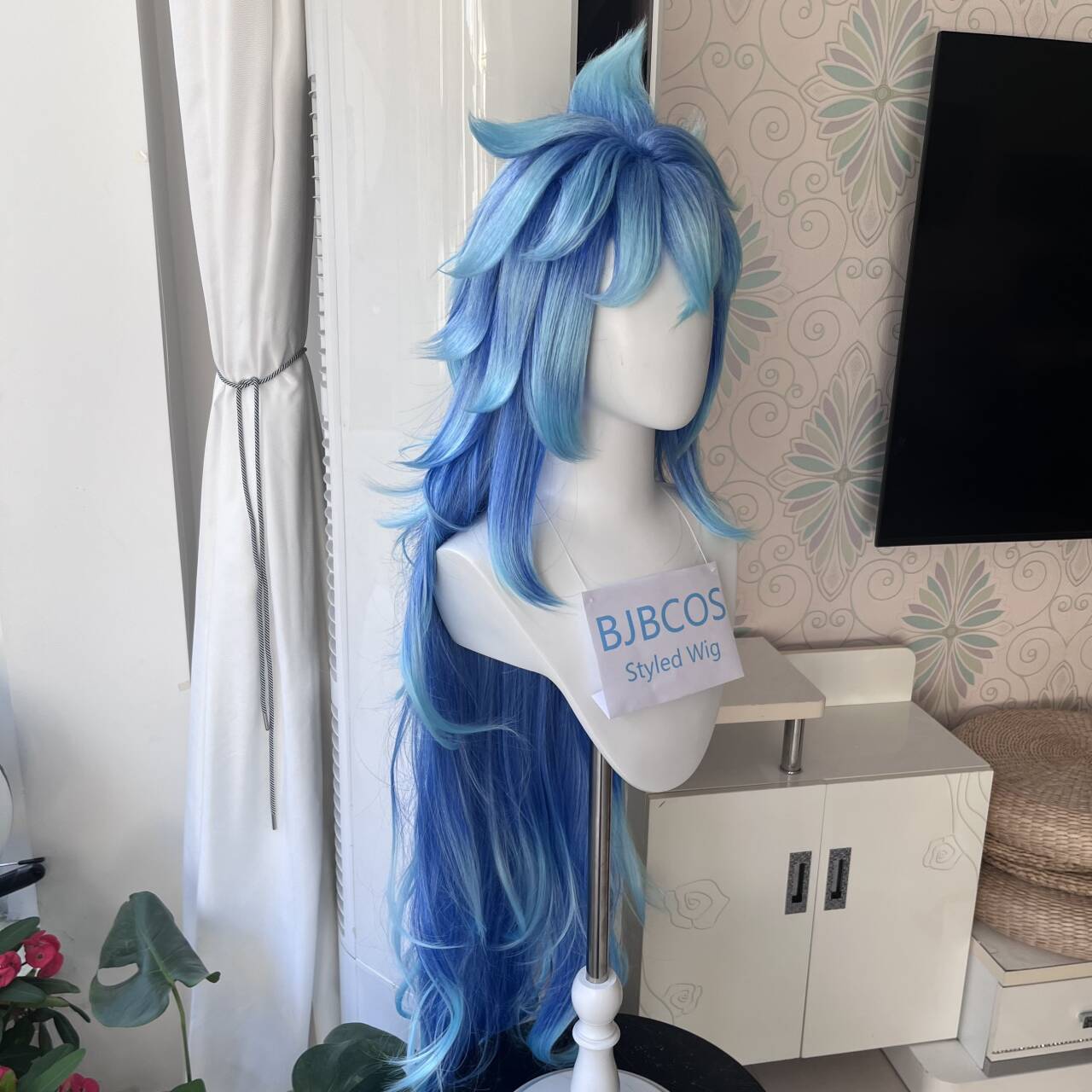 شعر مستعار أنيق بطول 110 سم، ش - مراجعة Anime Cosplay Male وسعره