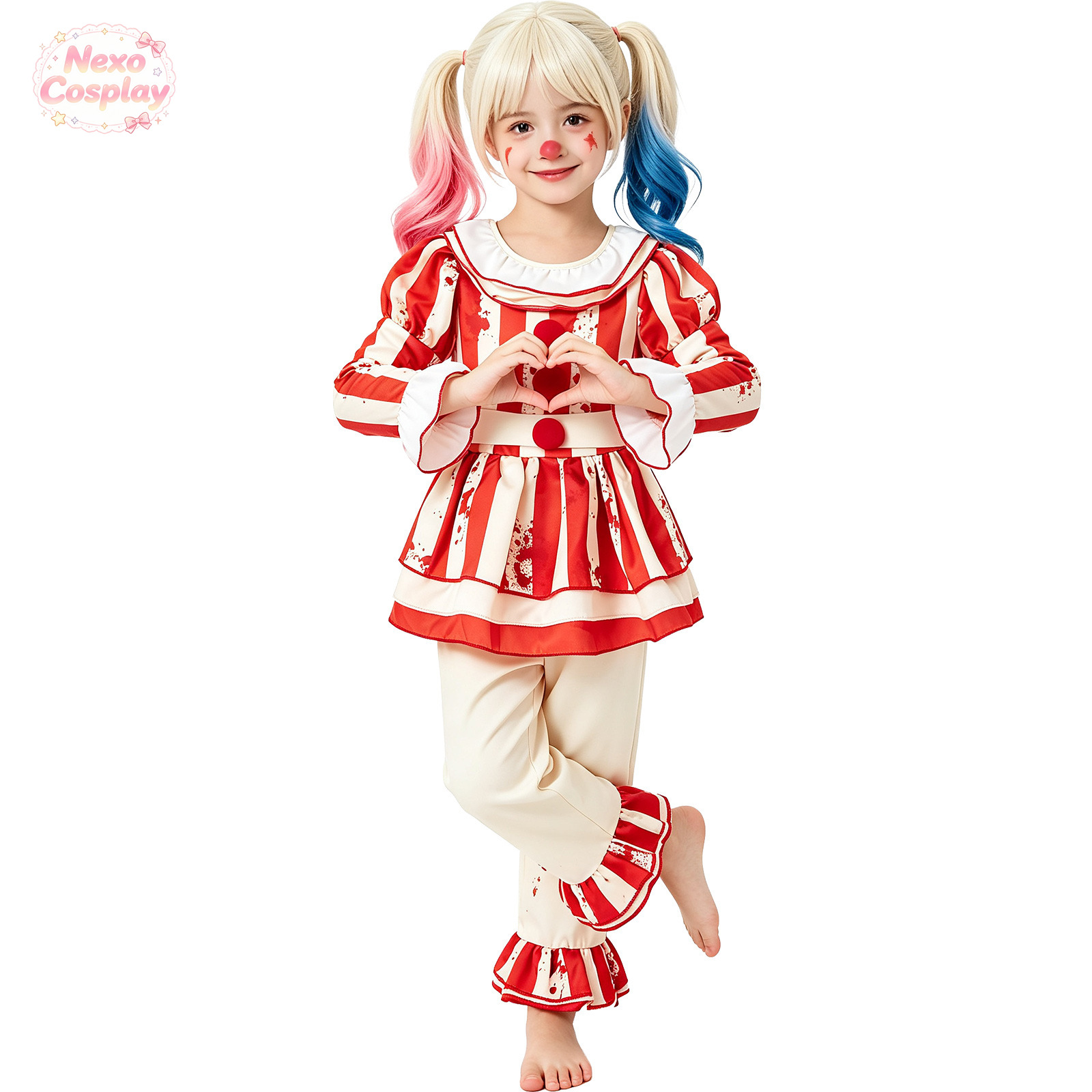 بدلة مهرج مرعب للأطفال بخطوط ح - مراجعة Kids Cosplay Anime وسعره