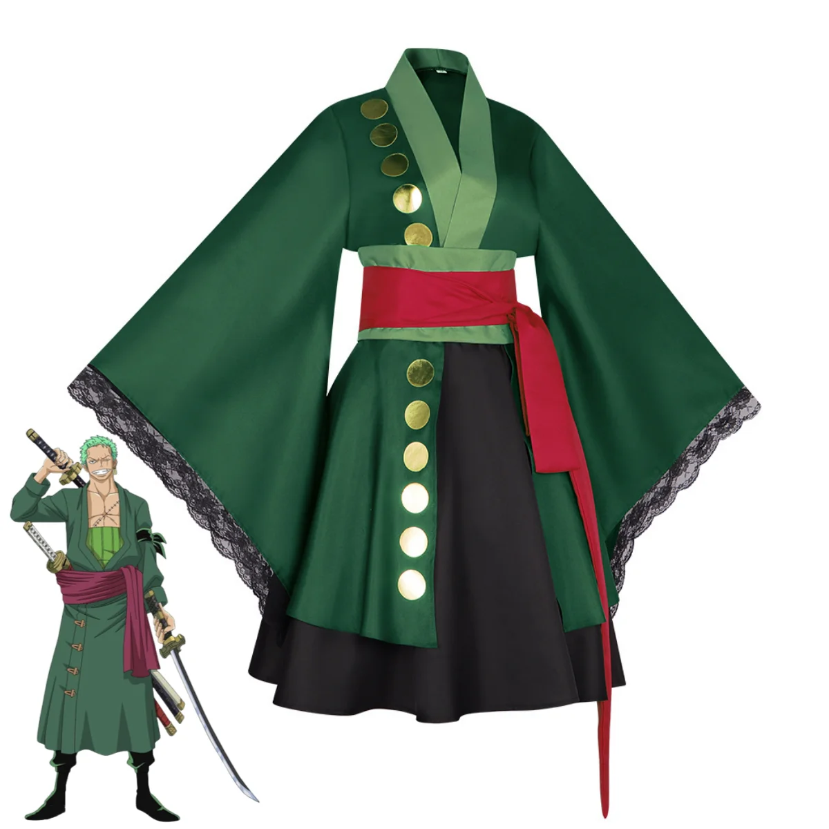 XqAnime رورونوا زورو تأثيري حل - مراجعة Anime Zoro Cosplay Female وسعره