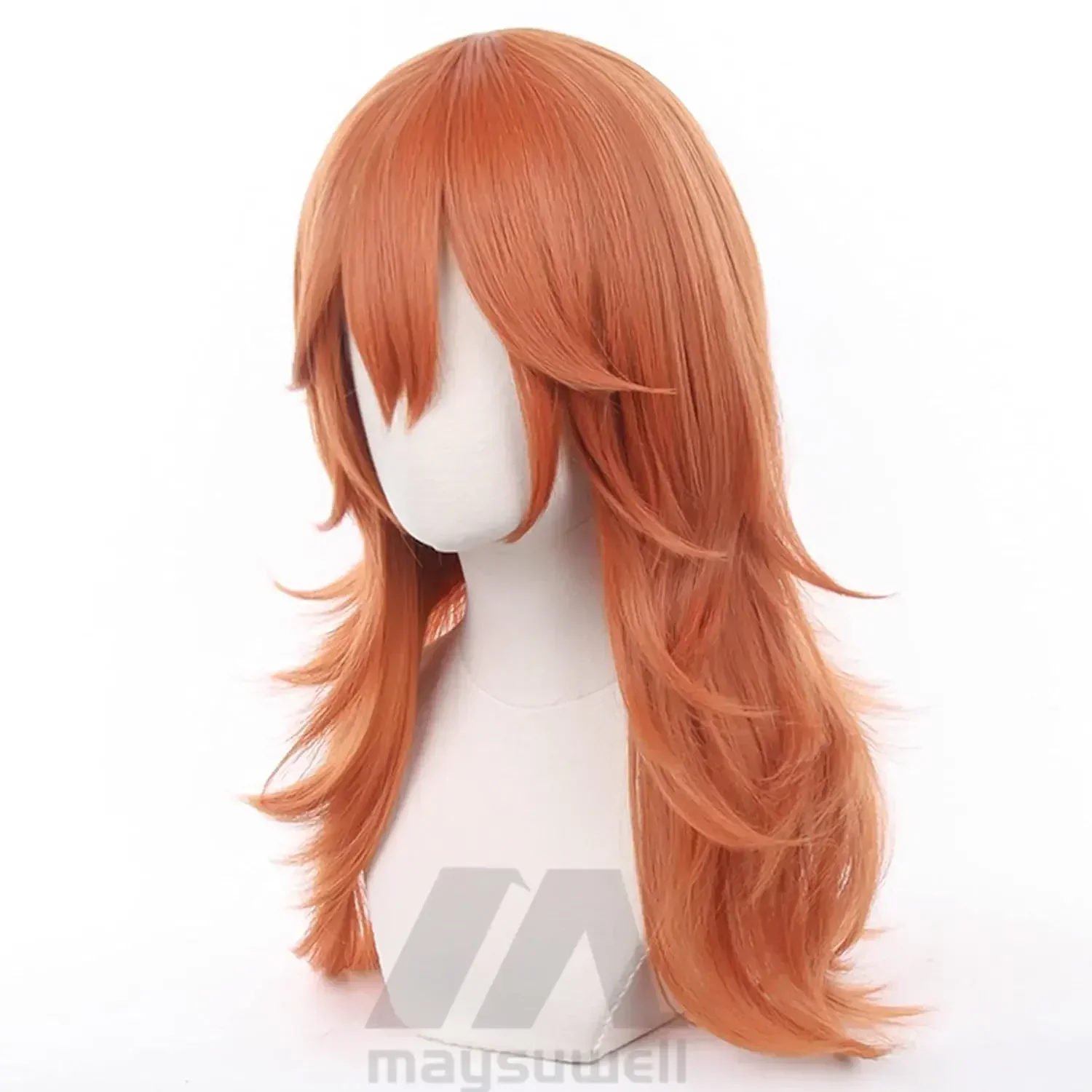 شعر مستعار طويل برتقالي بني صن - مراجعة Chainsaw Man Cosplay وسعره